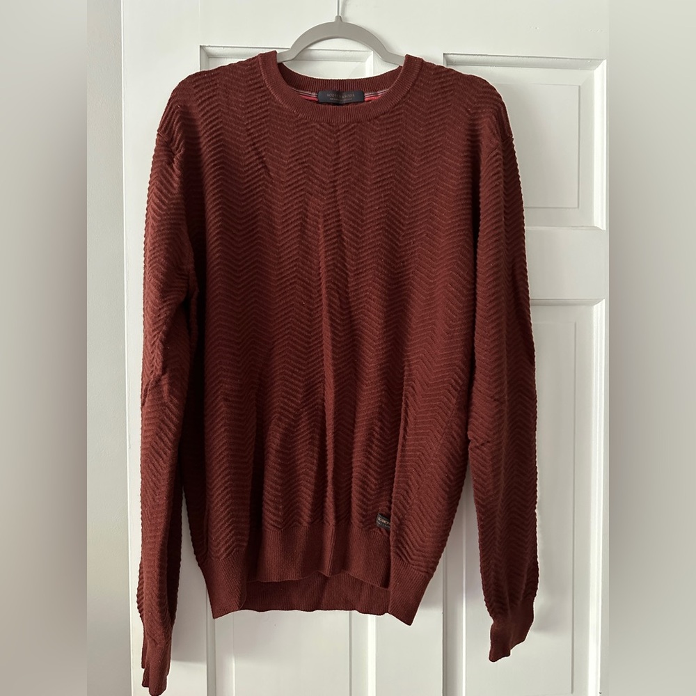 Scotch & Soda Cashmere Chevron Textured Long Sleeve Crewneck Pullover Sweater